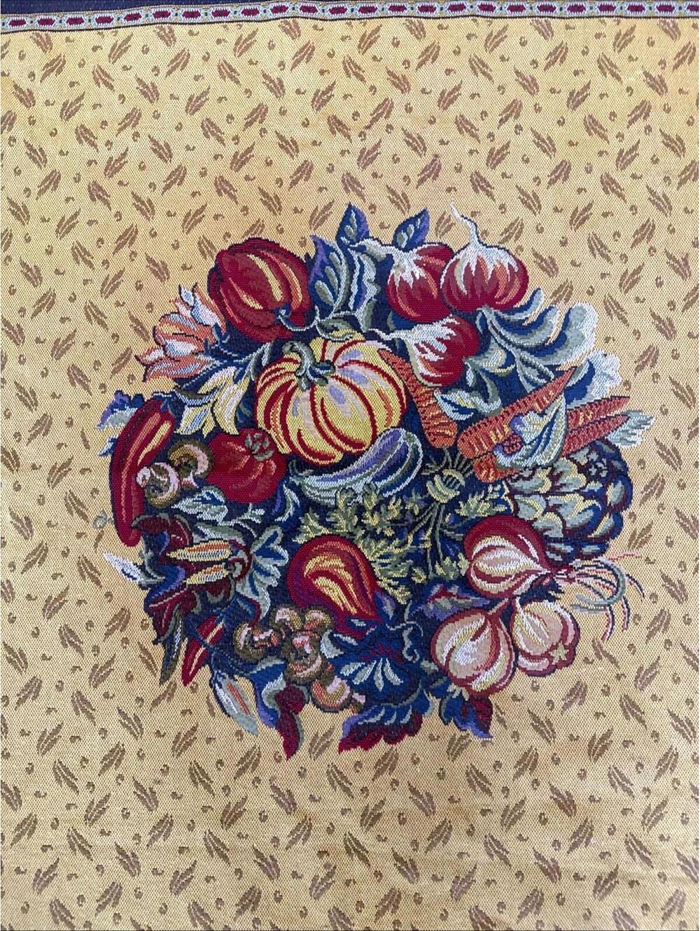 VTG Goblys Tapestry Made in France Harvest Fall Vegetables 56” Square Pumpkins - Picture 2 of 15